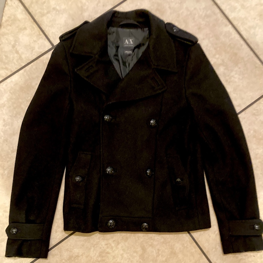 Armani Exchange navy blue pea coat size xs